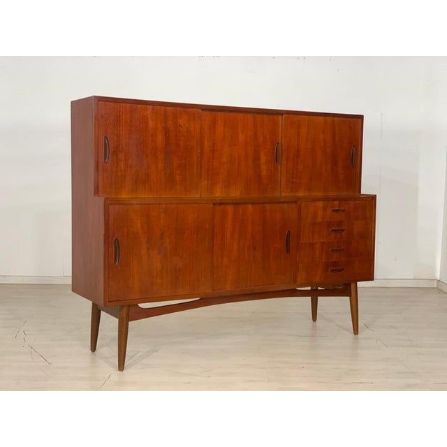 Vintage Danish Teak Highboard Cabinet For Sale - Image 12 of 12