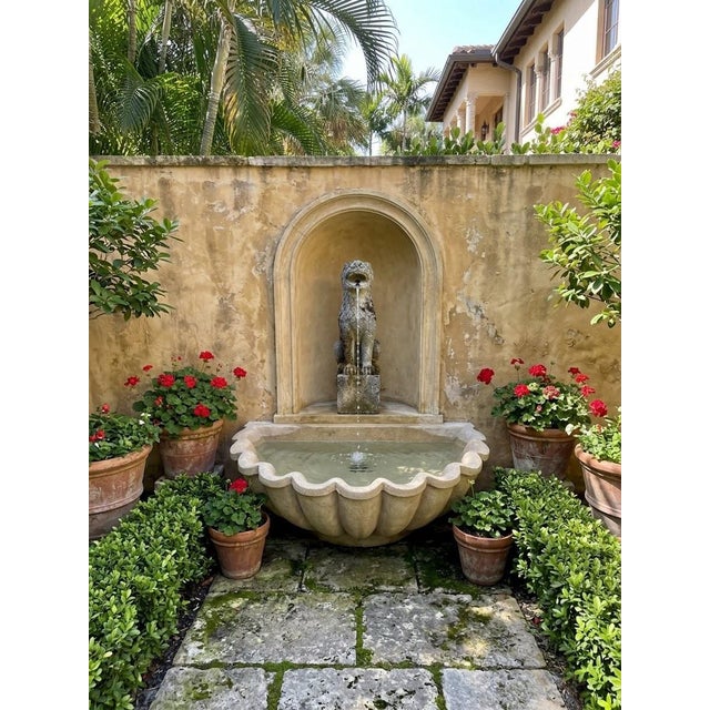 Vintage Weathered Cast Stone Lion Wall Fountain For Sale - Image 12 of 12