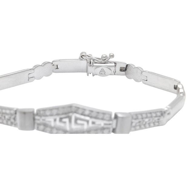 Contemporary Stunning Natural Diamond 14k Solid White Gold Bracelet For Sale - Image 3 of 9