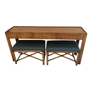Vintage Drexel Campaign Table and Benches For Sale