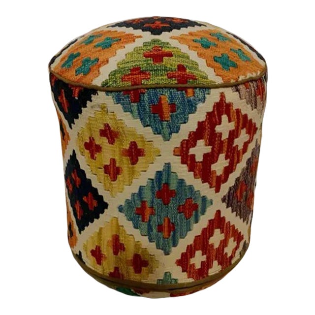 Kilim Rug Pouf Ottoman #59a For Sale