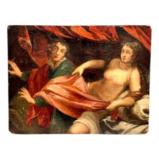 Flemish Artist, Love Scene, 17th Century, Oil on Board For Sale