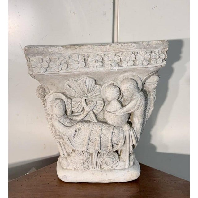 White Vintage Reconstituted Stone Capital, 1920s For Sale - Image 8 of 8