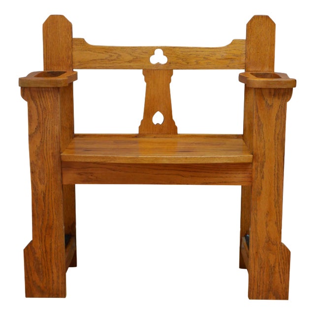 Narrow Arts & Crafts Oak Bench, 1900s For Sale