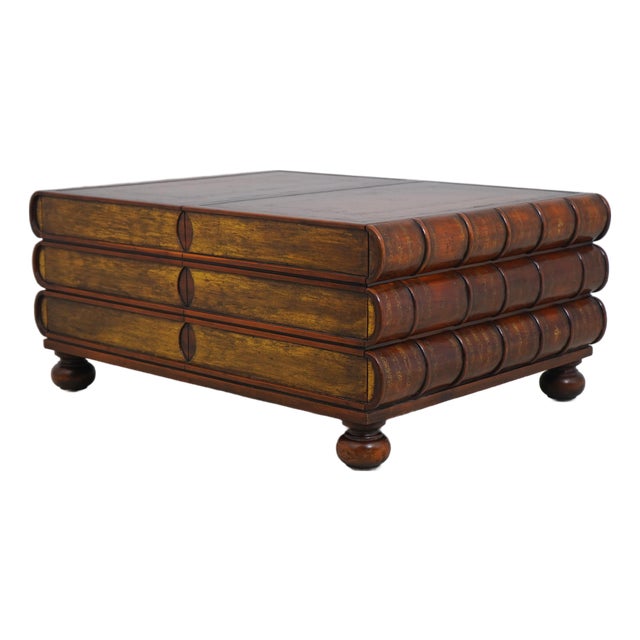Theodore Alexander Leather Top Bookspline Coffee Table For Sale