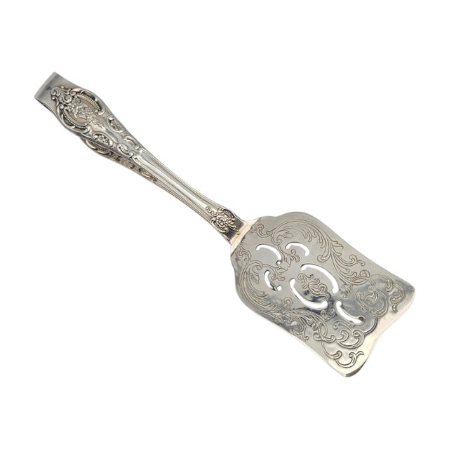 Metal Wallace Grand Victorian Silverplate Pastry Serving Tongs Pierced Floral 9.5" For Sale - Image 7 of 13
