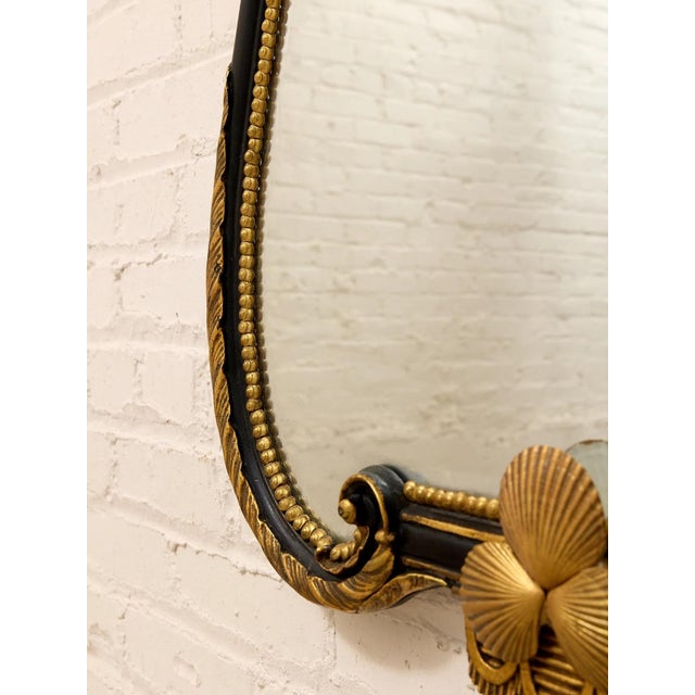 Vintage Hollywood Regency Black & Gold Gilt Wall Mirror For Sale - Image 9 of 12