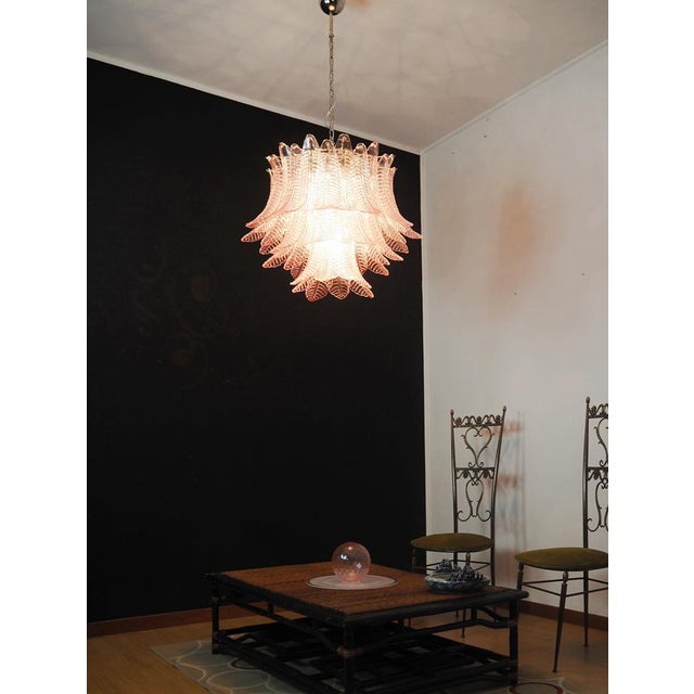 Italian Murano Glass Three-Tier Pink Felci Chandelier, 1990s For Sale - Image 16 of 17