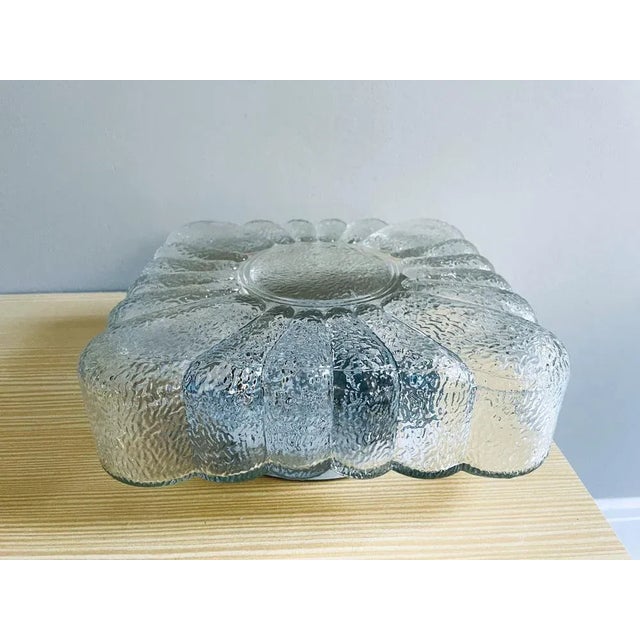 Metal Large Spanish Square Clear Textured Glass Flush Mount Lamp, 1970s For Sale - Image 7 of 12