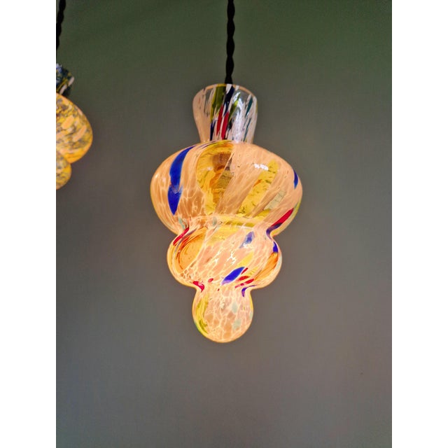 Glass Vintage Blown Glass Pendant Lights, 1950s, Set of 2 For Sale - Image 7 of 18