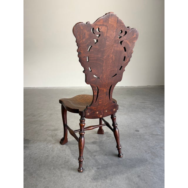 Wood Early 20th Century Stickley and Brandt Carved Oak Renaissance Style Side Chair For Sale - Image 7 of 12