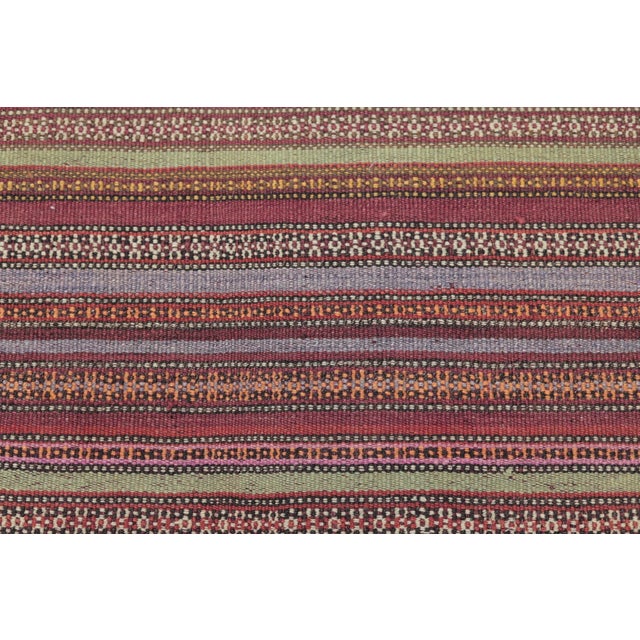 1960s Vintage Striped Very Old Natural Wool Kilim Runner Rug For Sale In Sacramento - Image 6 of 13