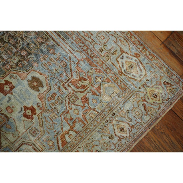 19th Century Sky Blue Antique Senneh Rug 4'7'' X 6'6'' For Sale - Image 11 of 13