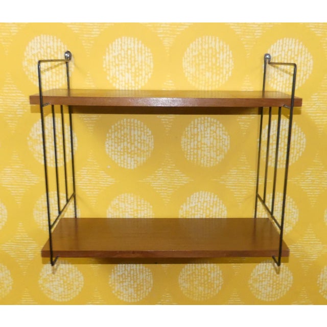 Black Small Hanging String Shelf in Walnut, 1960s For Sale - Image 8 of 11