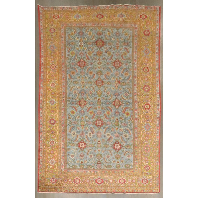 Sky Blue Antique Zabihi Collection Persian Mahal Rug - 7'8" x 12'1" For Sale - Image 8 of 10