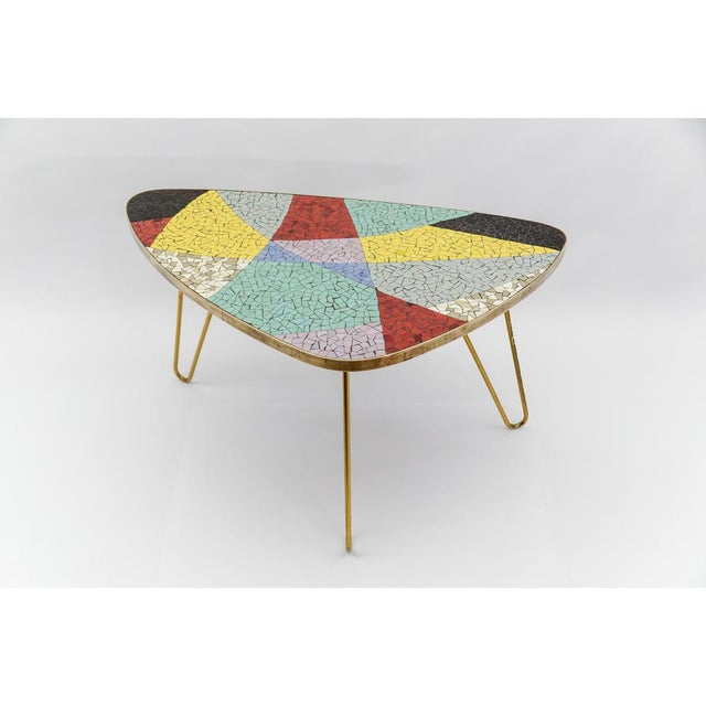 Metal Colorful Mosaic and Brass Coffee Table, Italy, 1950s For Sale - Image 7 of 18