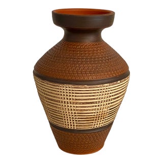 Textured Red Clay Vase Made in Germany For Sale