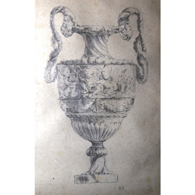 Up for sale is a very nice quality antique mid 18th century original ornamental urn sketch. It's drawn with a realistic...
