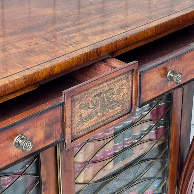Regency Mahogany and Brass Inlaid Chiffonier Bookcase, 1820s For Sale - Image 6 of 11