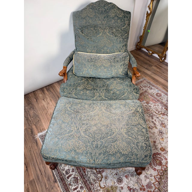 Lillian August Oversized French Bergère Lounge Chair & Ottoman, Down Filled For Sale - Image 10 of 11