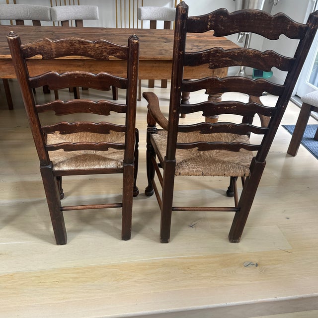Early 19th Century Antique Country Ladderback Chairs For Sale - Image 5 of 7