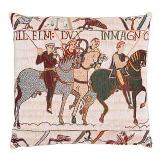 Bayeux Cavaliers Tapestry Cushion With Feather Filler - 46 X 46cm For Sale