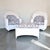 Ficks Reed Large Split Rattan Fan Back Club Chairs and Ottoman, Ficks Reed Attributed For Sale - Image 4 of 10