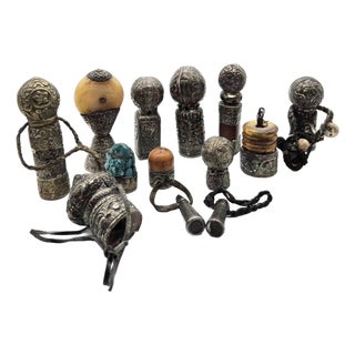 Lot of Tibetan Silver and Mixed Metal Wax Seal Stamps, Set of 13 For Sale