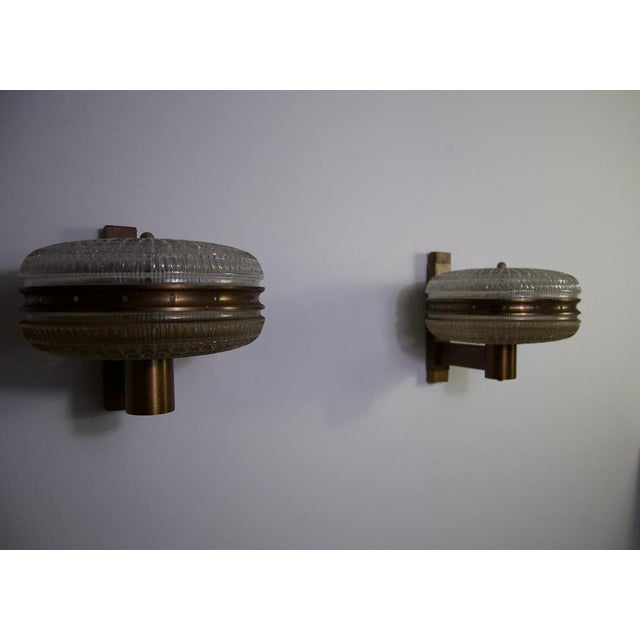 Copper and Glass Wall Lamps, Italy, 1960s, Set of 2 For Sale - Image 9 of 16
