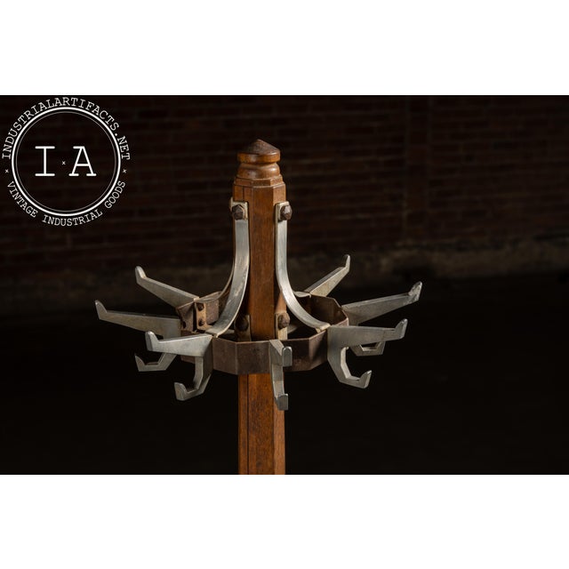 Mission Antique Oak Mission-Style Barbershop Coat Rack For Sale - Image 3 of 9