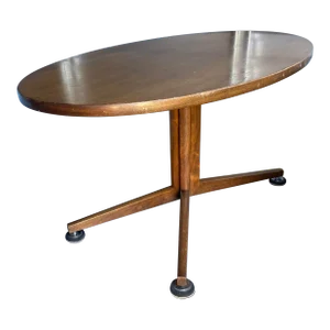 1960s Dunbar Oval 4-Legged Pedestal Base Dining Table