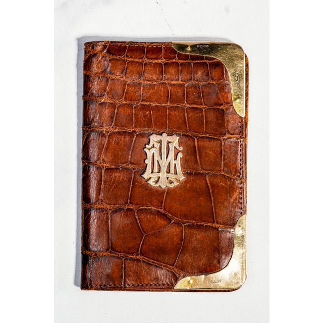 Victorian Rare Antique English Victorian Leather 9k Gold Corners English Wallet Case For Sale - Image 3 of 13