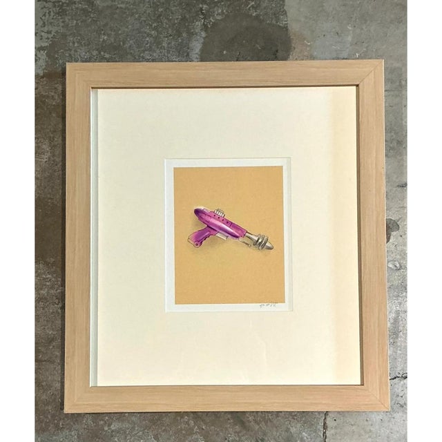 Purple Vintage Framed Ray Gun Illustration on Paper For Sale - Image 8 of 12
