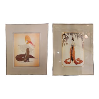 1950s Art Deco Figurative Drawings, Framed - Set of 2 For Sale