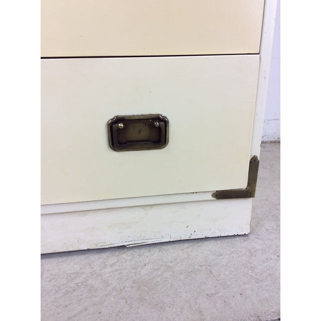 Mid Century White Lacquer Campaign Style Chest of Drawers For Sale - Image 9 of 12