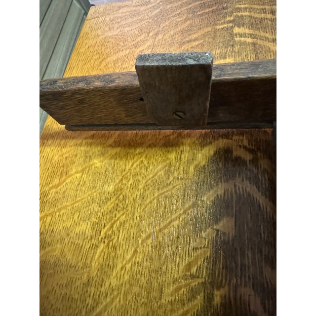 1960s Larkin Vintage Mission Oak Quarter Sawn Library Table For Sale - Image 9 of 12