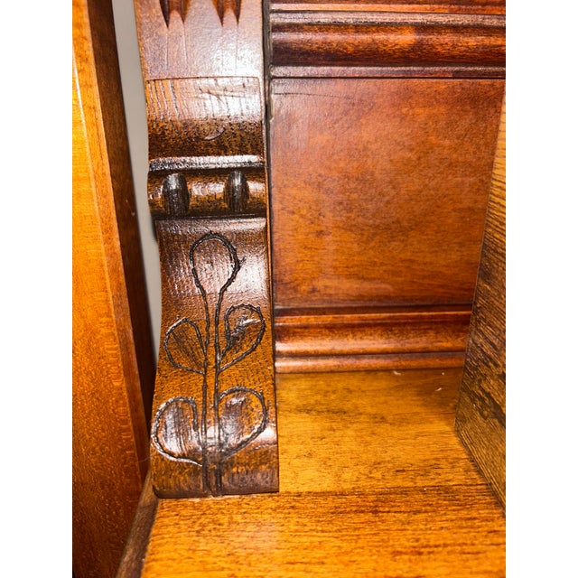 Glass Late 20th Century Victorian Revival Gentleman's Dresser With Cheval Mirror & Apothecary Style Cabinet For Sale - Image 7 of 12