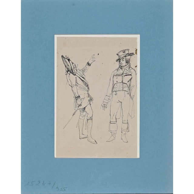 Eugène Giraud, Portraits, Original Drawing on Paper, Late 19th-Century For Sale
