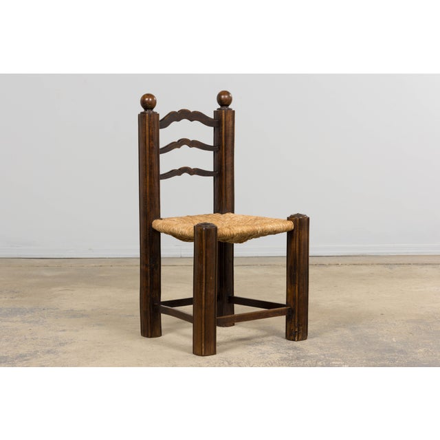 Antique French Provincial Oak Ladder Back Dining Chairs - Set of 4 For Sale - Image 10 of 18