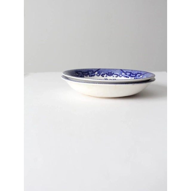 Farmhouse Vintage Blue Willow Bowls Pair For Sale - Image 3 of 11
