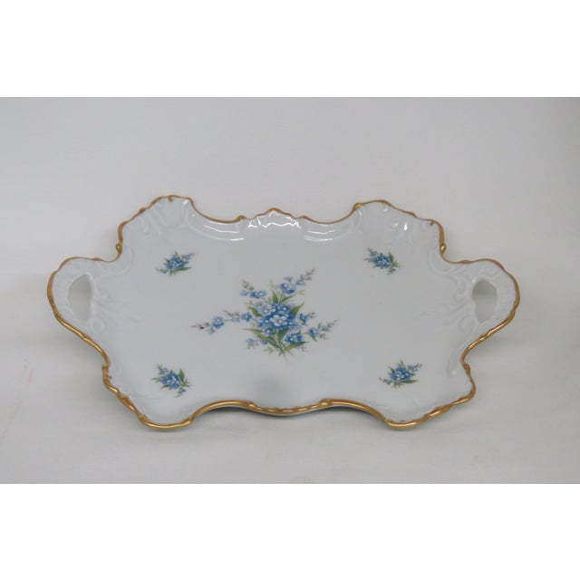 Mid 20th Century Limoges Forget Me Not Floral Pattern Floral Dresser Trinket Tray Dish 4532b For Sale In Miami - Image 6 of 18