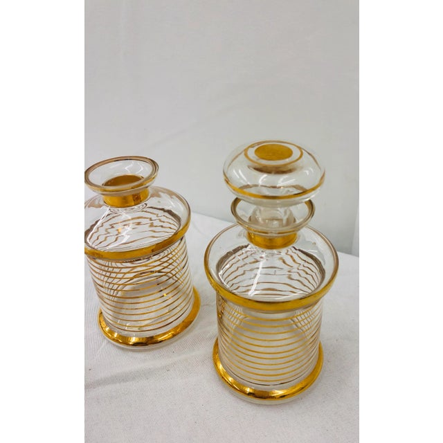 Traditional Antique Gold Rimmed Perfume Bottles - a Pair For Sale - Image 3 of 9