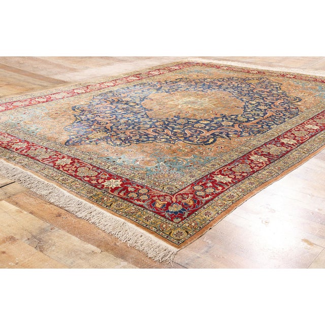 Textile Vintage Turkish Silk Hereke Rug, 07'00 X 09'08 For Sale - Image 7 of 10