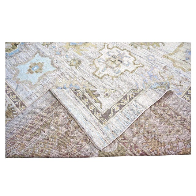 21st Century Turkish Oushak Wool 17x22 Slate Blue, Yellow & Gray Handmade Oversized Area Rug #1144123 For Sale - Image 11 of 12