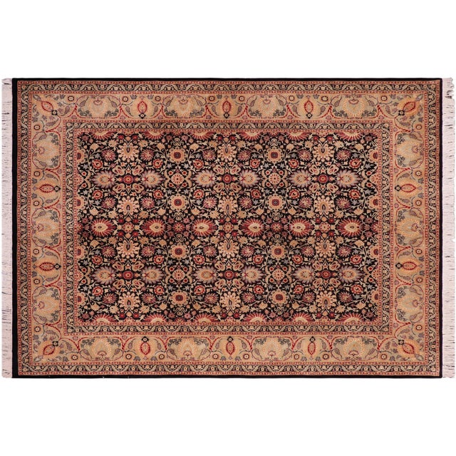 Floral Pak-Persian Black/Tan Wool Rug - 8'1'' X 9'10'' For Sale - Image 9 of 9