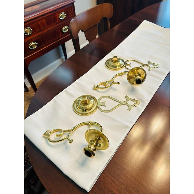 Colonial Williamsburg Restoration Brass Candle Wall Sconces - a Pair For Sale - Image 4 of 9