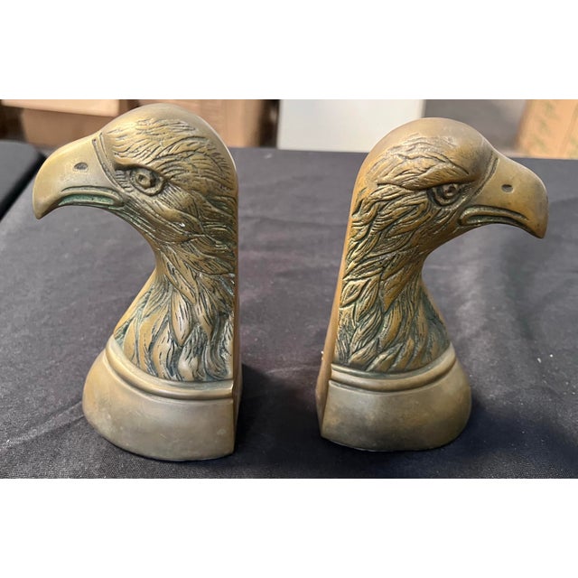 Vintage brass bald eagle bookends. These are in great condition. These are a good weight with felt at bottoms. Perfect for...