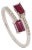 Contemporary 14k White Gold Ruby & Diamond Open Bypass Ring Size 6.5 For Sale