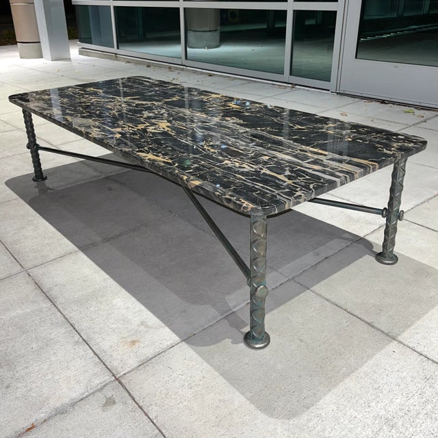 Manner of Ilana Goor Steel “Rebar” Coffee in Portoro Marble For Sale In Denver - Image 6 of 13