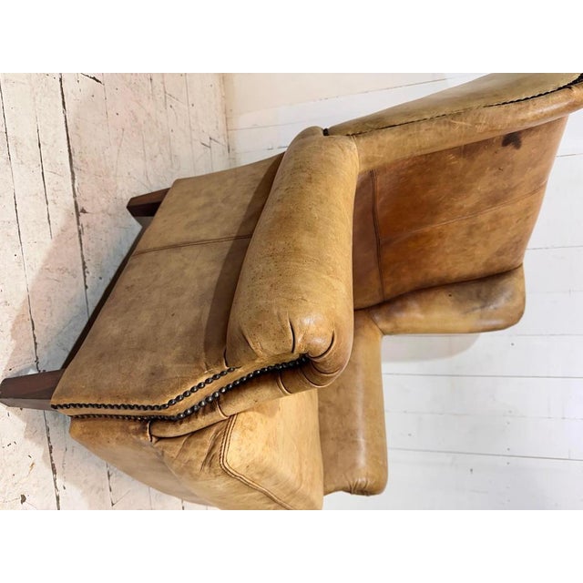 Vintage Leather Hotel Wingback Lounge Armchair, 1980 For Sale - Image 11 of 18